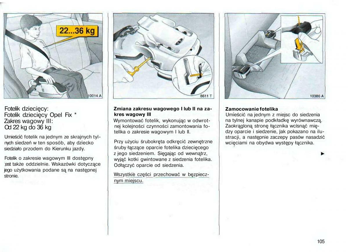 Opel Astra II 2 G instrukcja obslugi / page 106