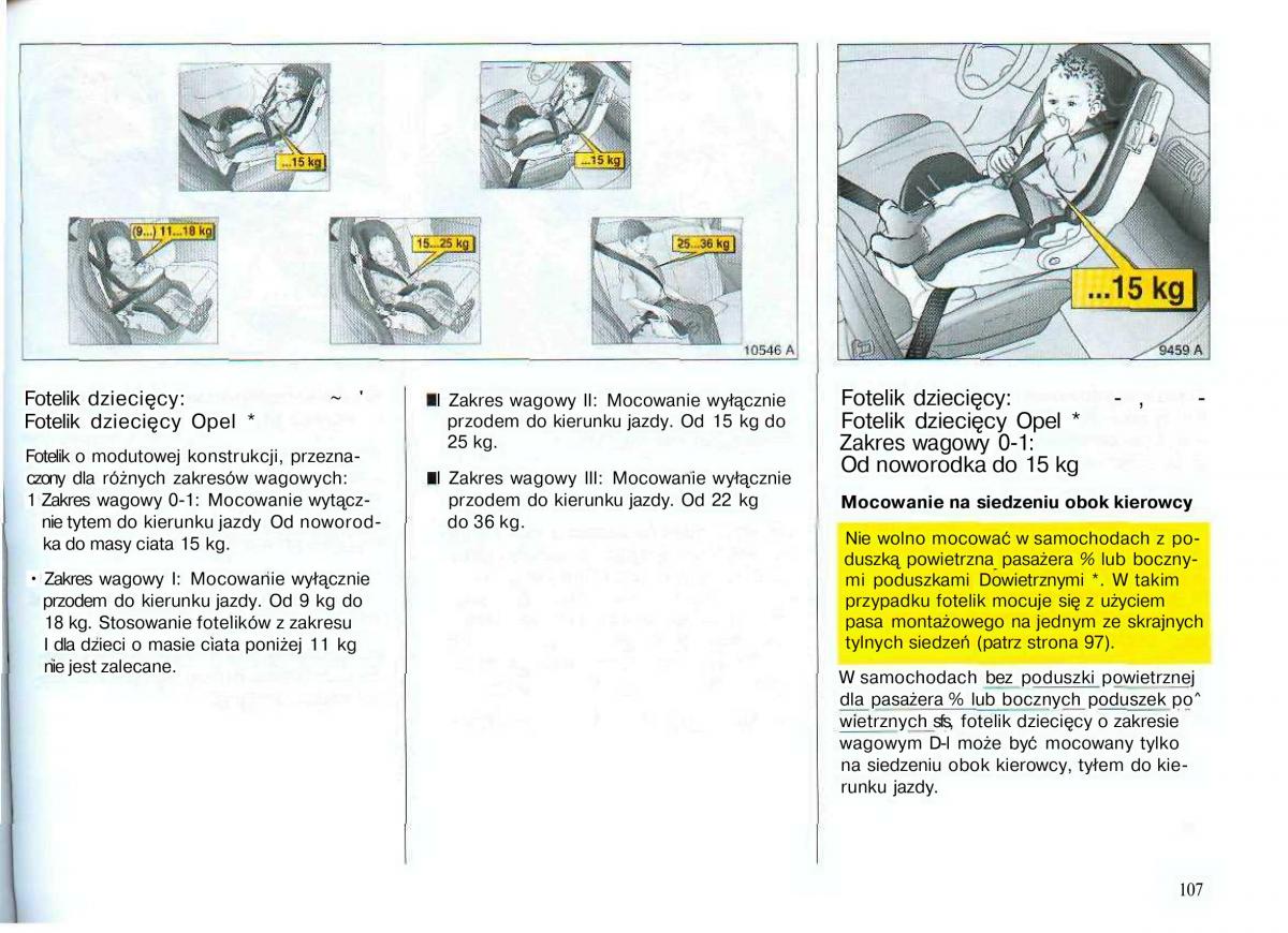 Opel Astra II 2 G instrukcja obslugi / page 108