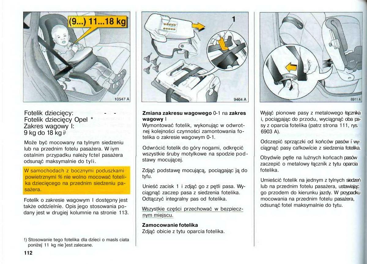 Opel Astra II 2 G instrukcja obslugi / page 113