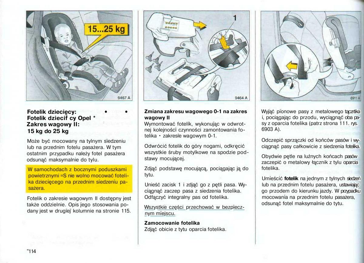 Opel Astra II 2 G instrukcja obslugi / page 115