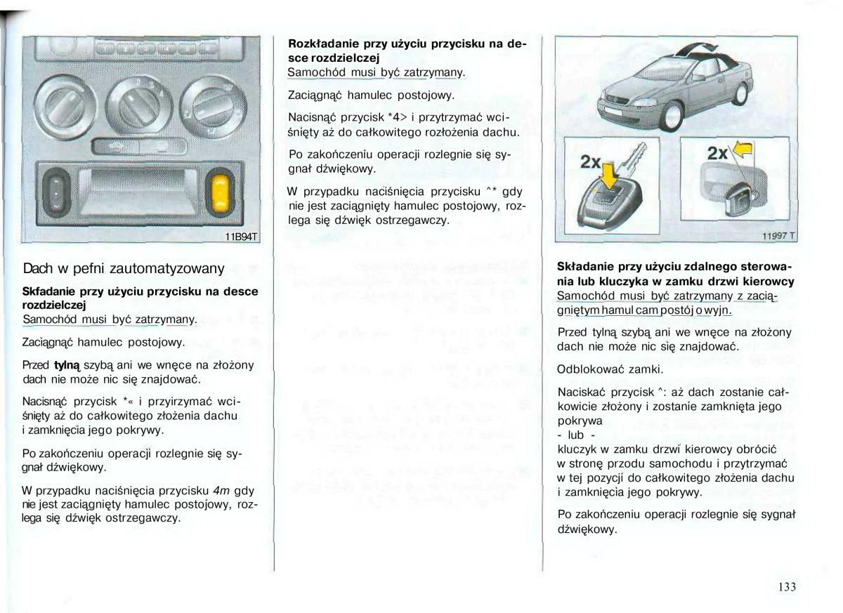 Opel Astra II 2 G instrukcja obslugi / page 134