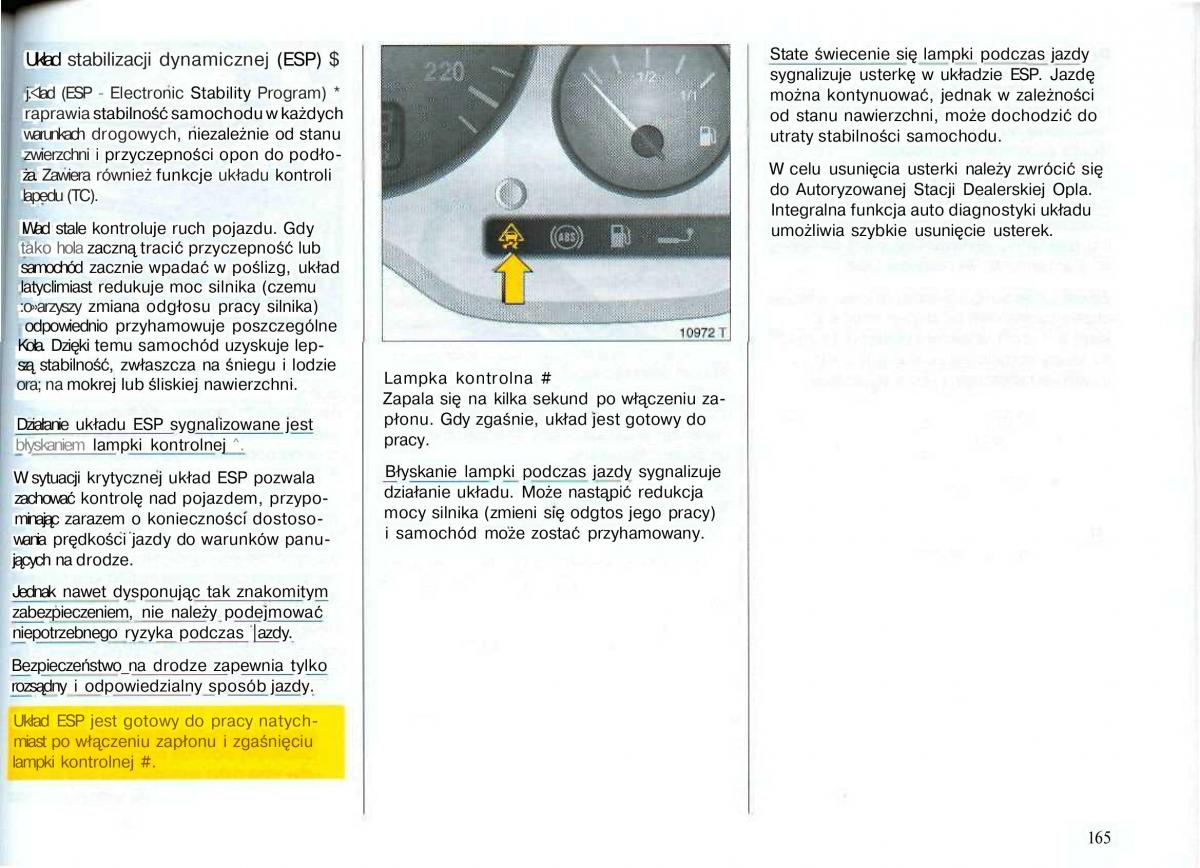 Opel Astra II 2 G instrukcja obslugi / page 166