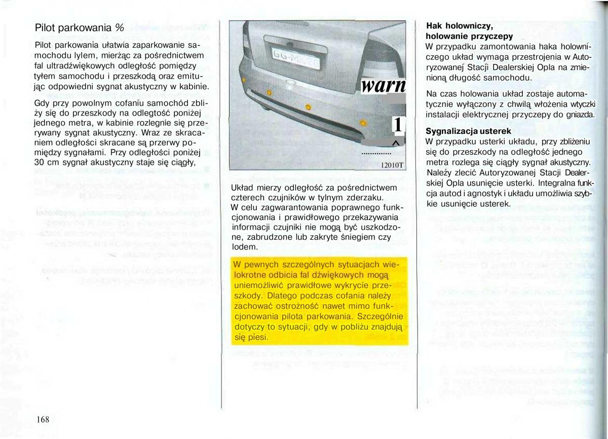 Opel Astra II 2 G instrukcja obslugi / page 169