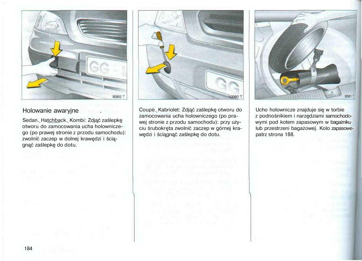 Opel Astra II 2 G instrukcja obslugi / page 185