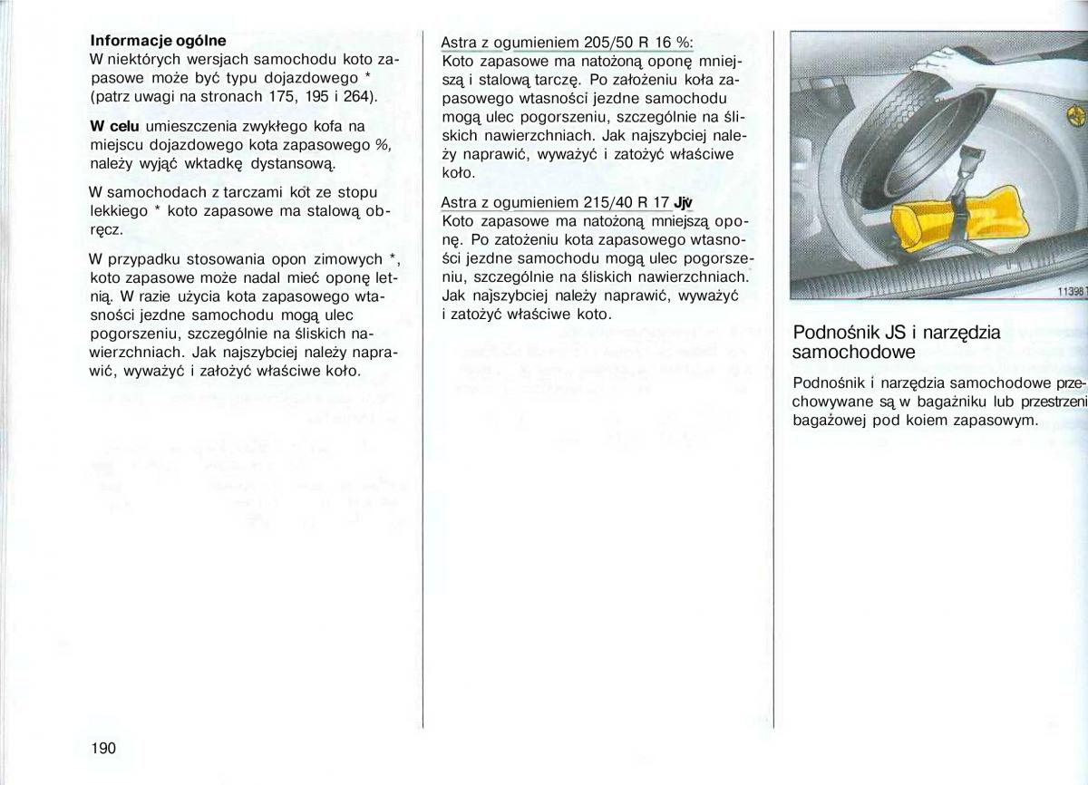 Opel Astra II 2 G instrukcja obslugi / page 191