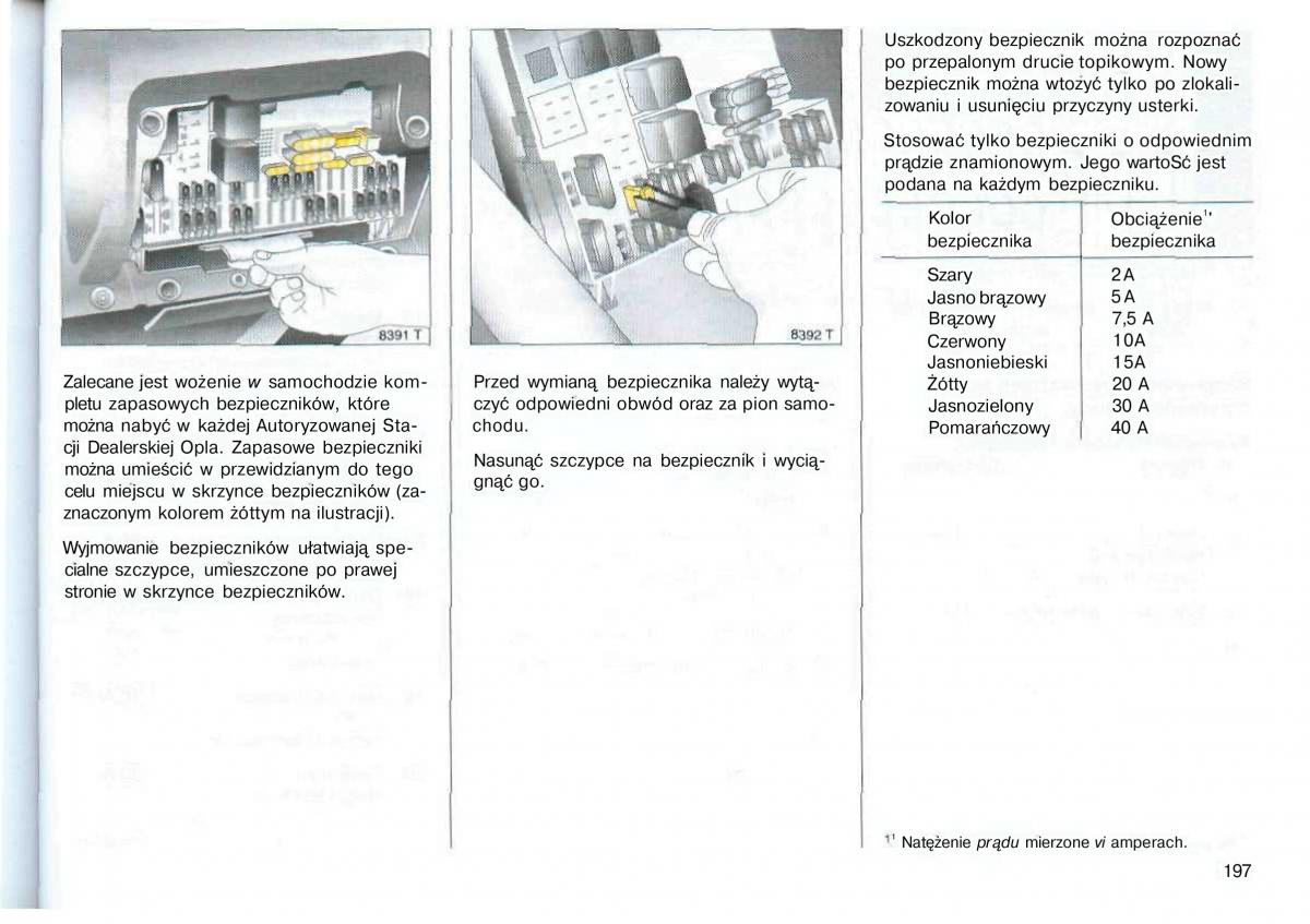 Opel Astra II 2 G instrukcja obslugi / page 198