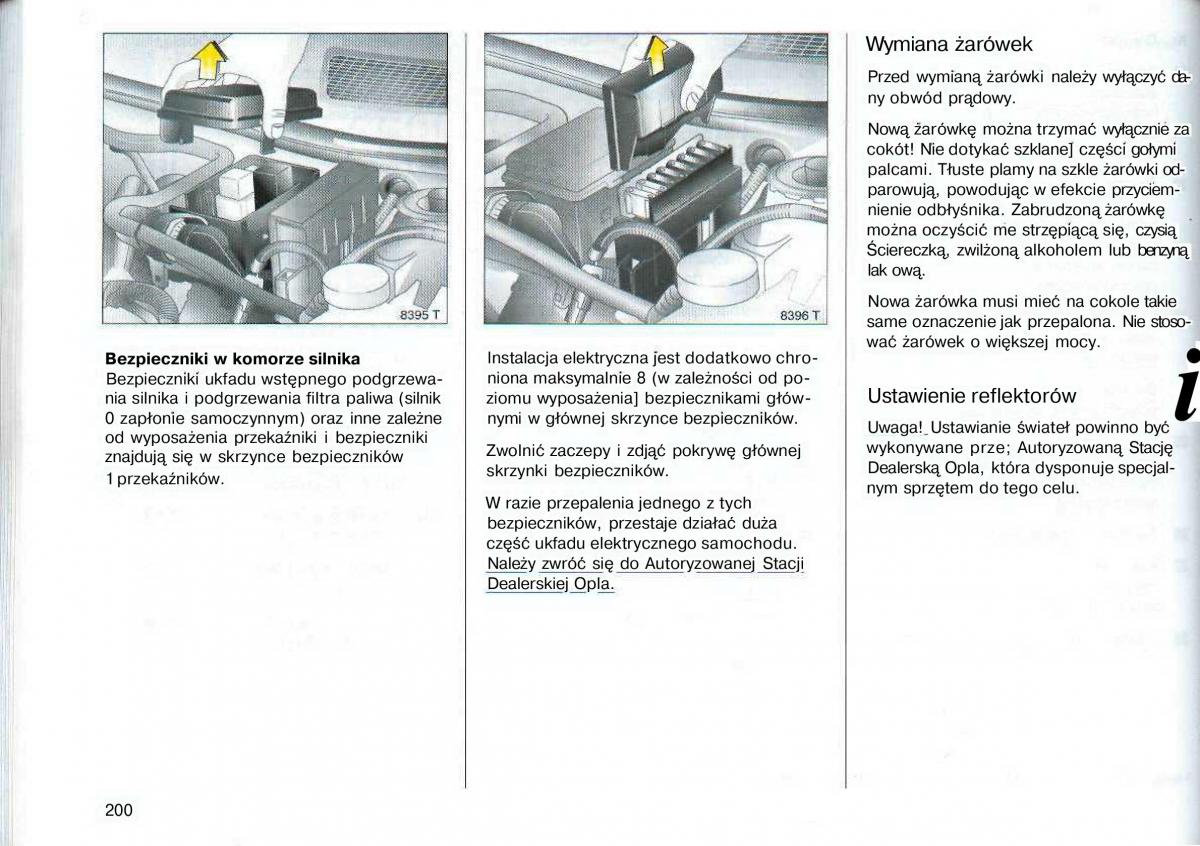 Opel Astra II 2 G instrukcja obslugi / page 201