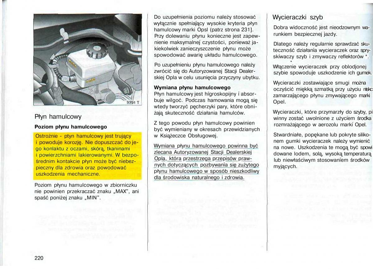 Opel Astra II 2 G instrukcja obslugi / page 221