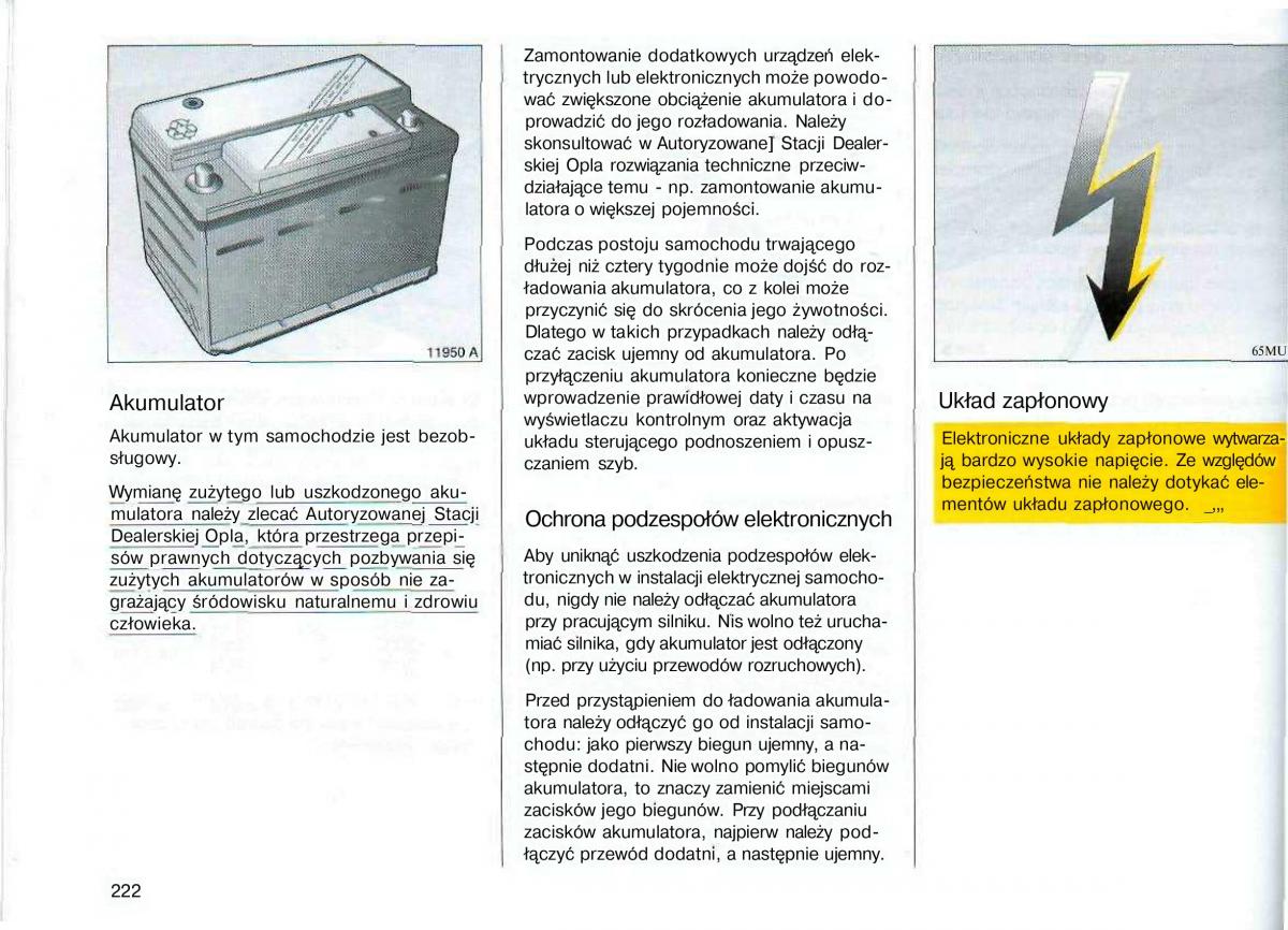 Opel Astra II 2 G instrukcja obslugi / page 223