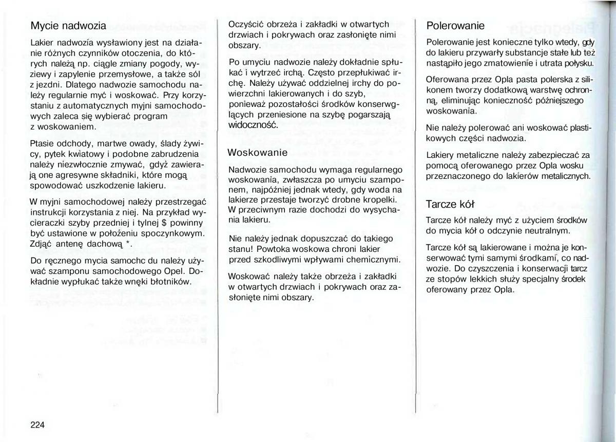 Opel Astra II 2 G instrukcja obslugi / page 225