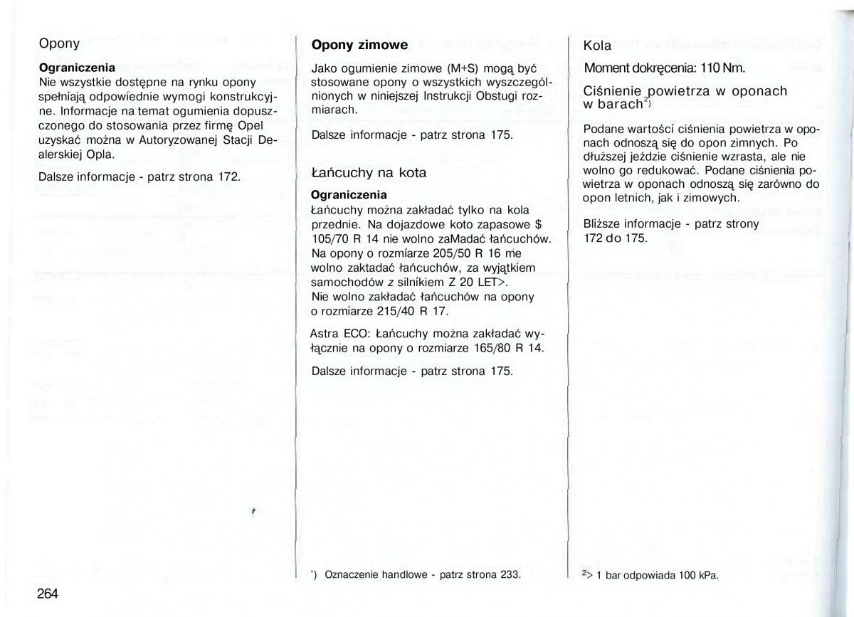 Opel Astra II 2 G instrukcja obslugi / page 265