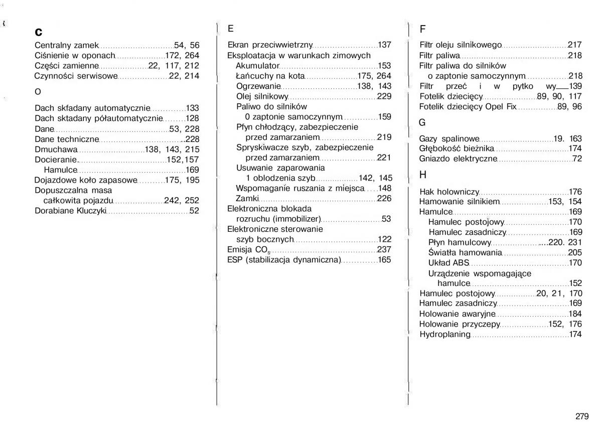 Opel Astra II 2 G instrukcja obslugi / page 280