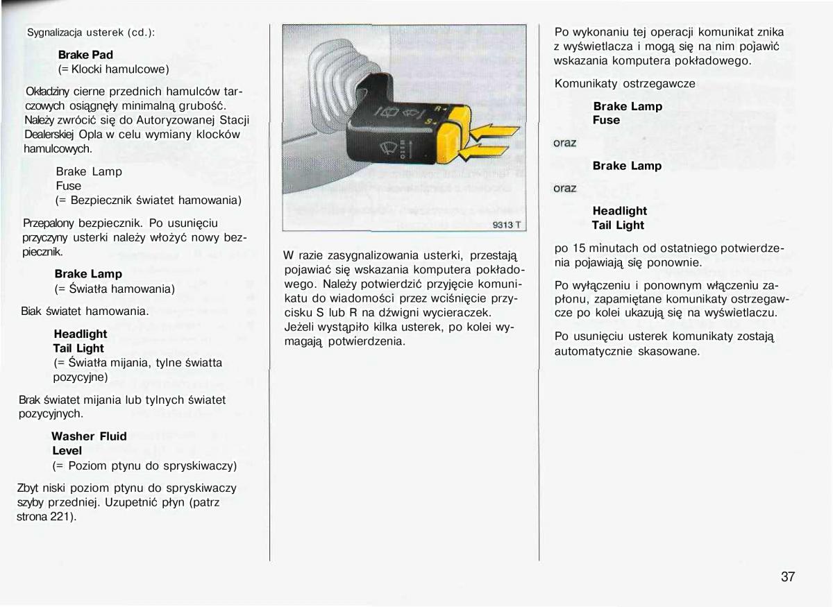 Opel Astra II 2 G instrukcja obslugi / page 38