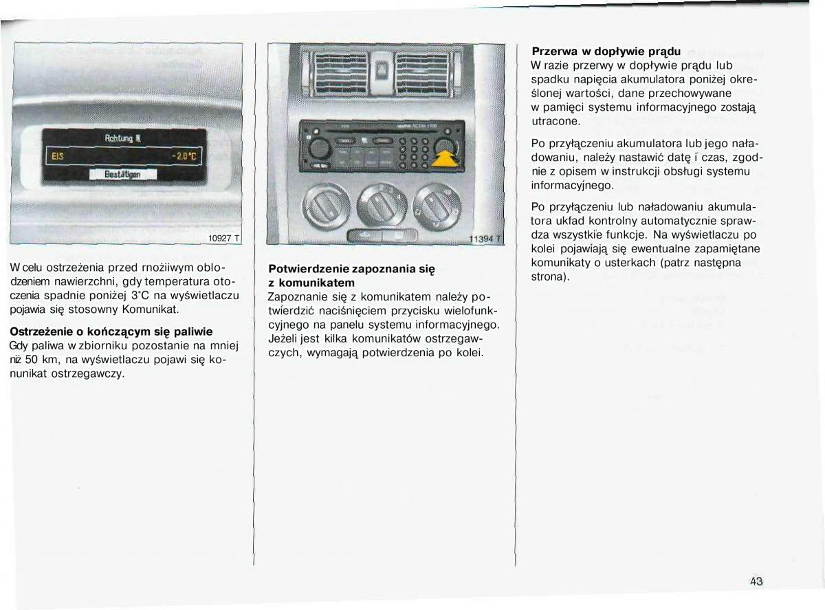 Opel Astra II 2 G instrukcja obslugi / page 44