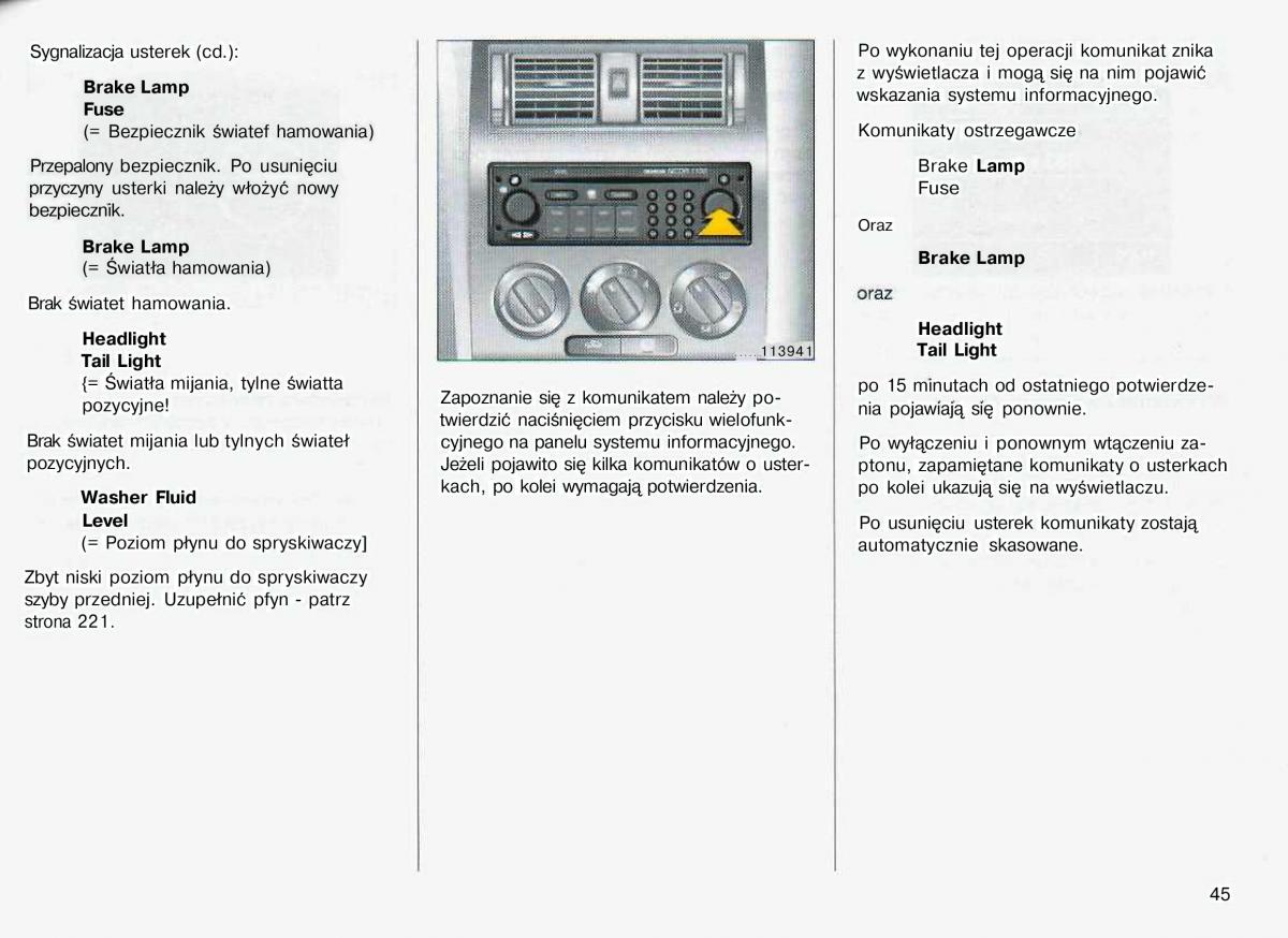 Opel Astra II 2 G instrukcja obslugi / page 46