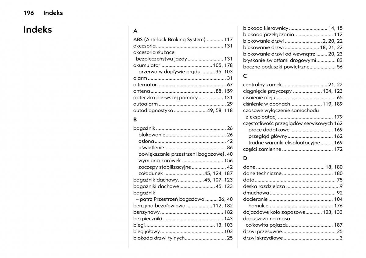 Opel Combo C instrukcja obslugi / page 200