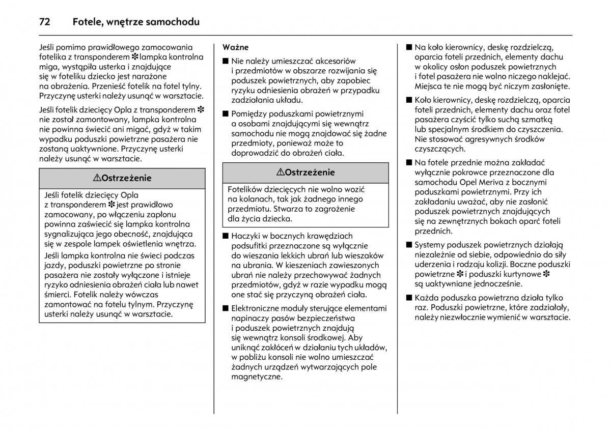 Opel Meriva A instrukcja obslugi / page 76