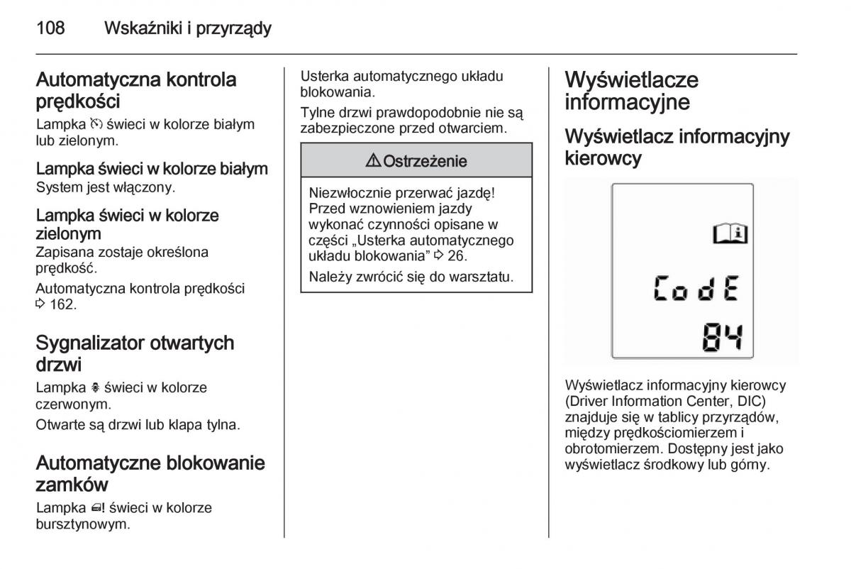 Opel Meriva B instrukcja obslugi / page 110