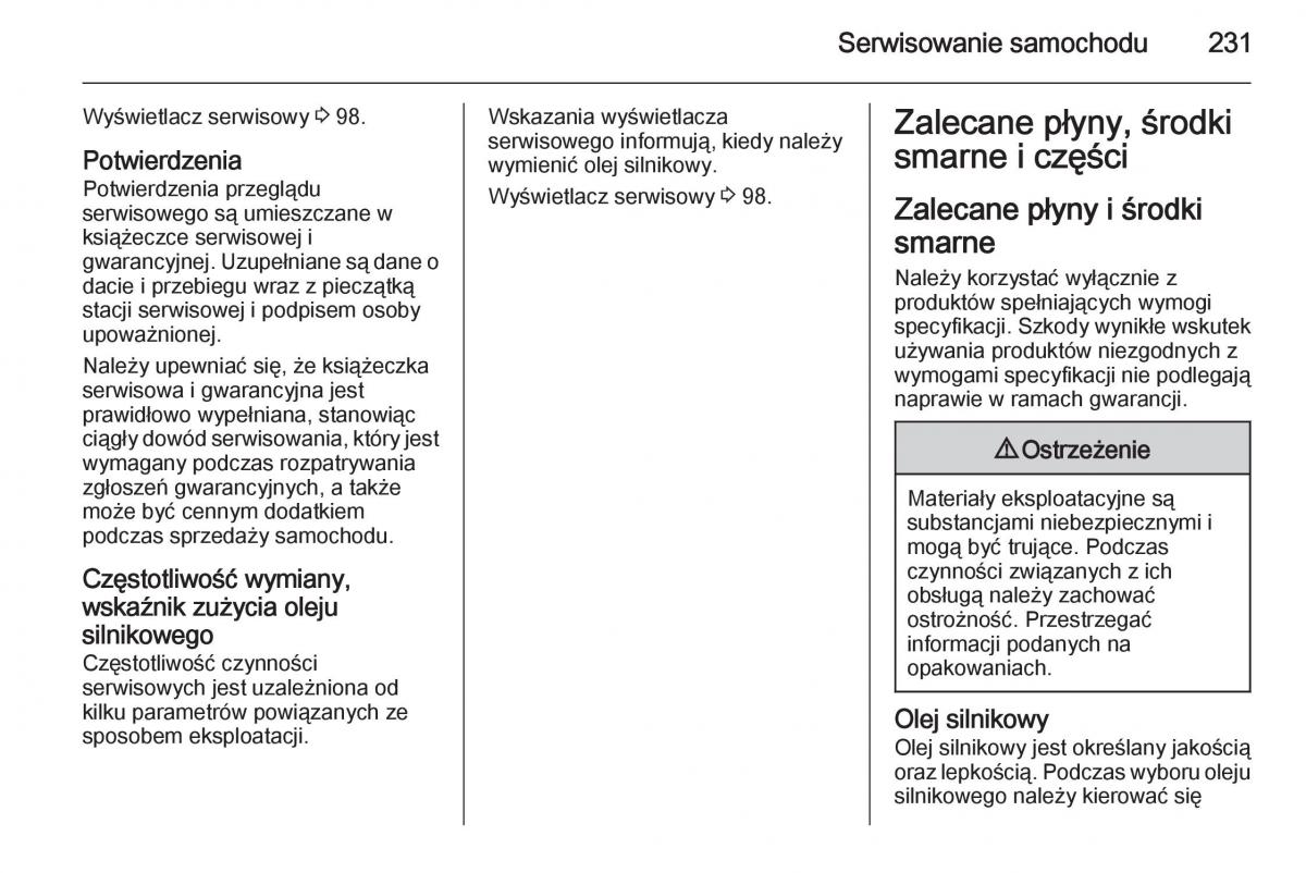 Opel Meriva B instrukcja obslugi / page 233