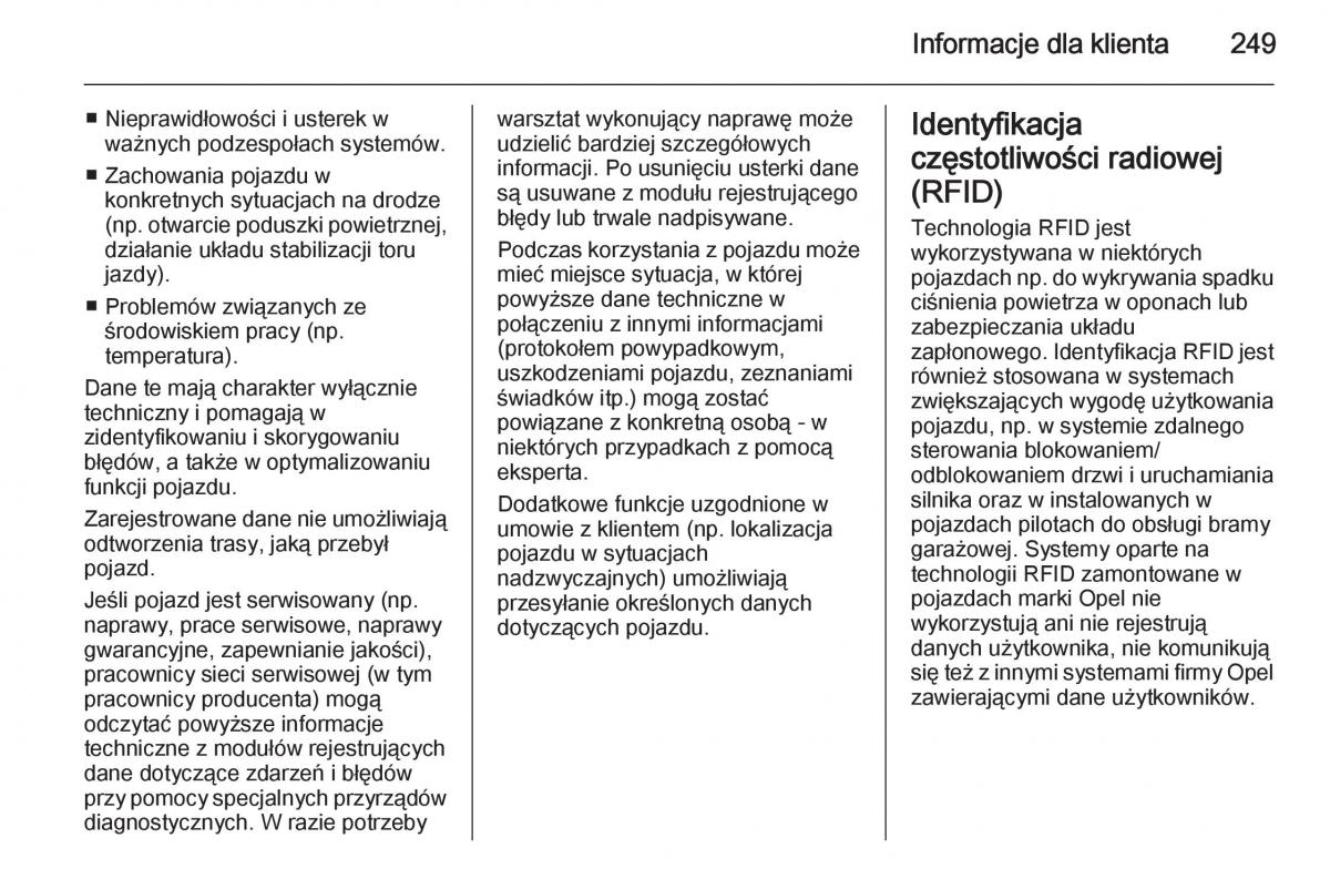 Opel Meriva B instrukcja obslugi / page 251