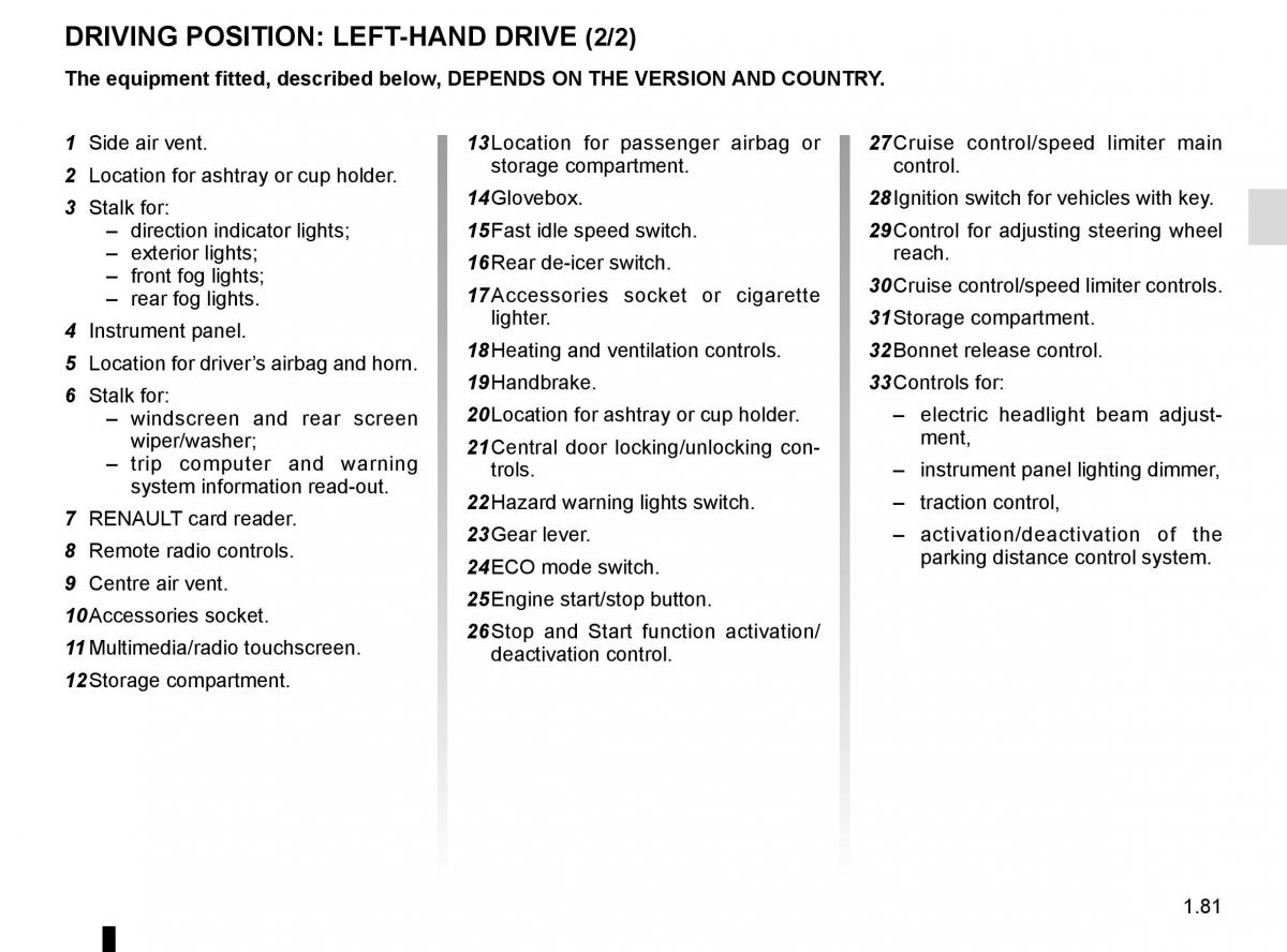 Renault Trafic III 3 owners manual / page 87