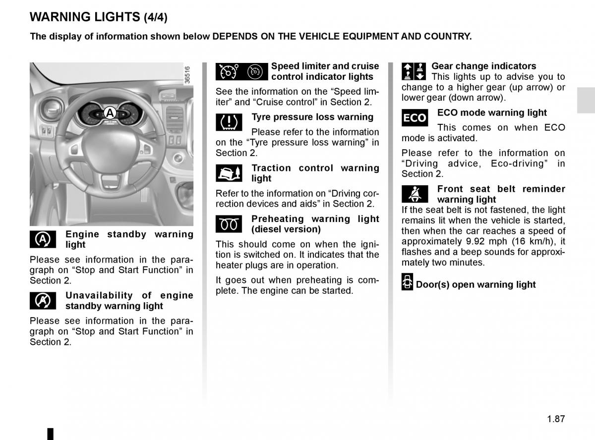 Renault Trafic III 3 owners manual / page 93