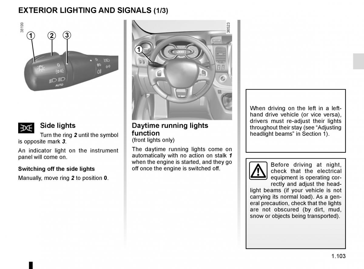 Renault Trafic III 3 owners manual / page 109