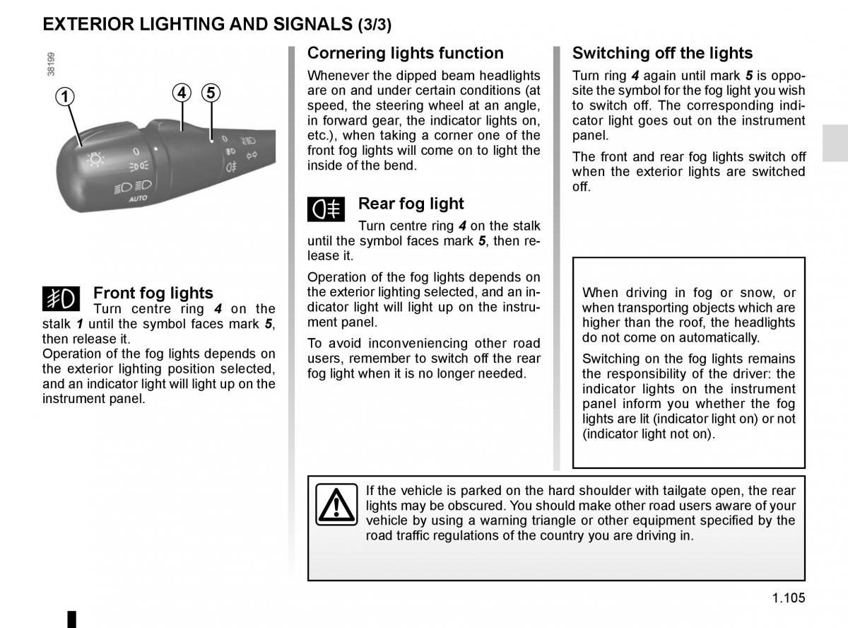 Renault Trafic III 3 owners manual / page 111