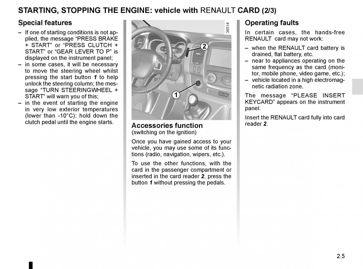 Renault Trafic III 3 owners manual / page 129