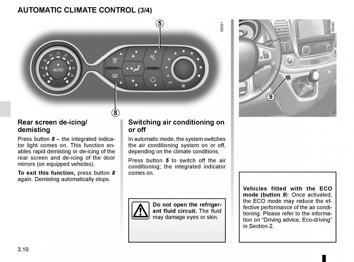 Renault Trafic III 3 owners manual / page 172