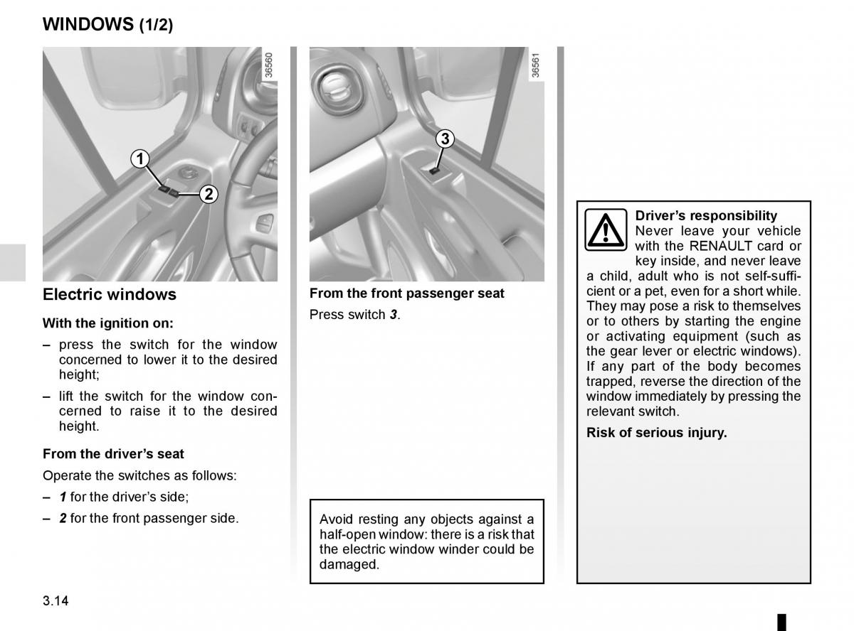 Renault Trafic III 3 owners manual / page 176