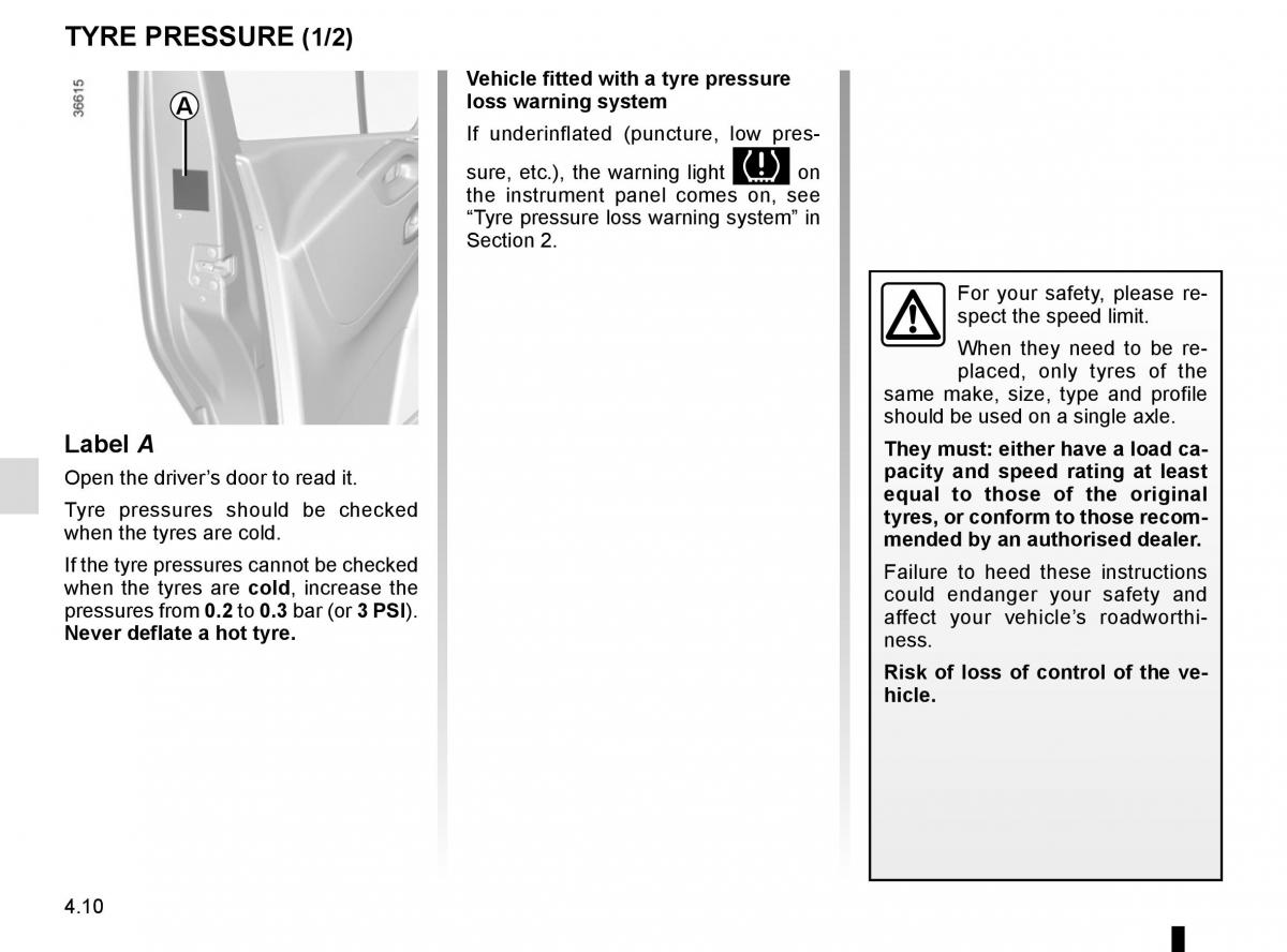 Renault Trafic III 3 owners manual / page 214