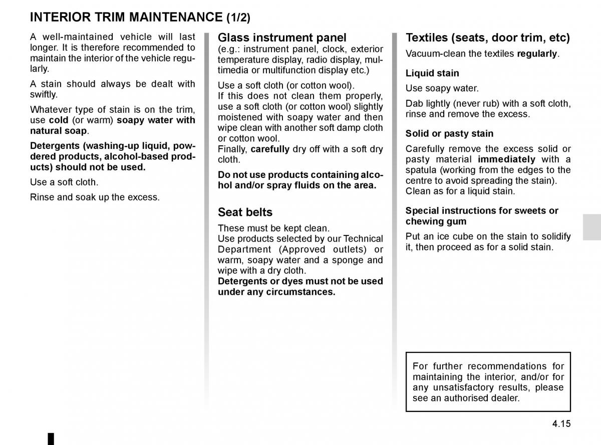 Renault Trafic III 3 owners manual / page 219