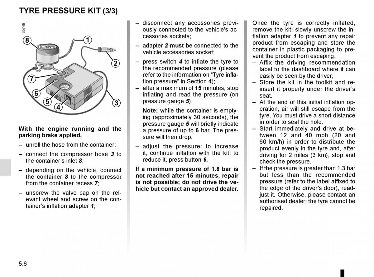 Renault Trafic III 3 owners manual / page 226