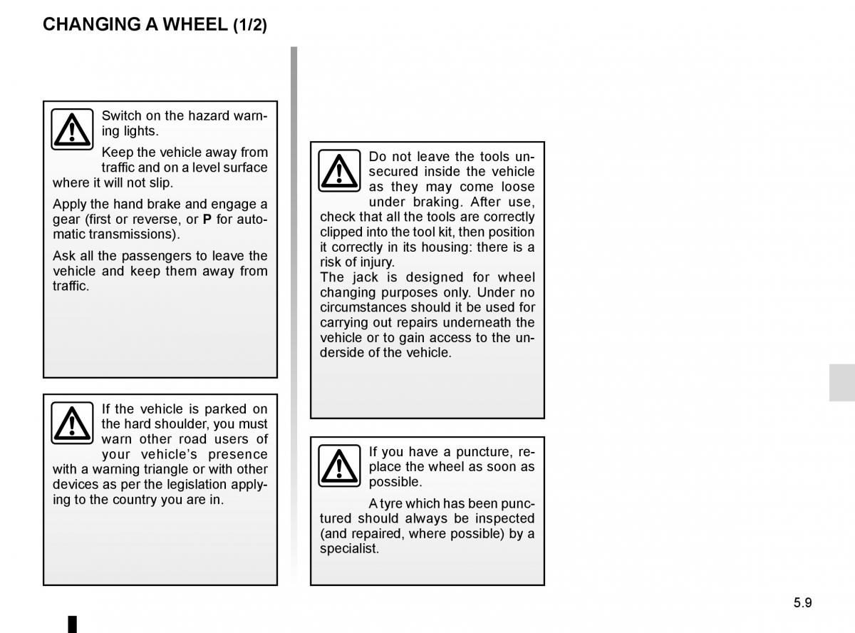 Renault Trafic III 3 owners manual / page 229