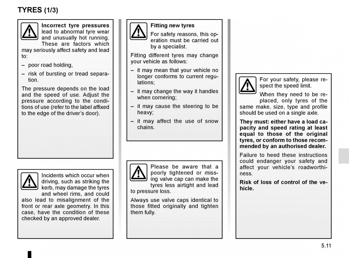 Renault Trafic III 3 owners manual / page 231