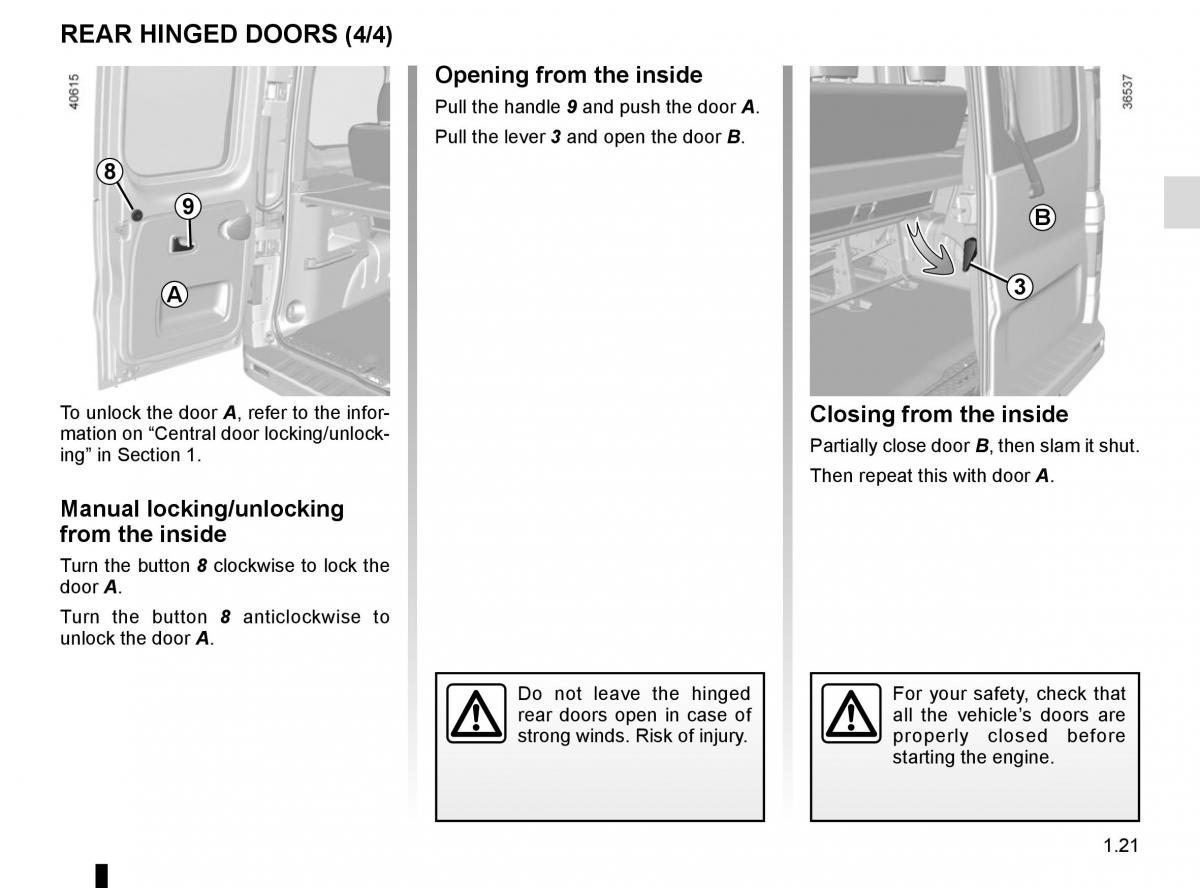 Renault Trafic III 3 owners manual / page 27