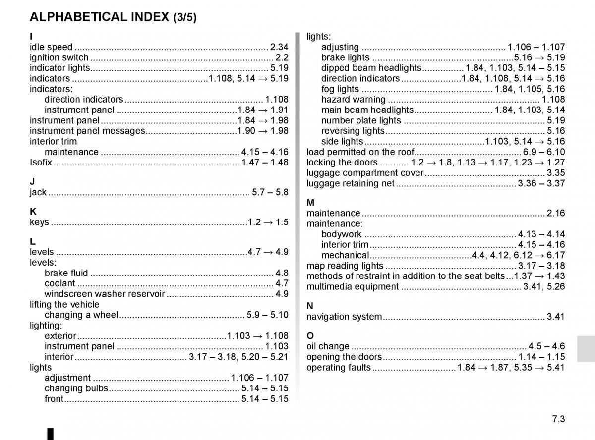 Renault Trafic III 3 owners manual / page 287