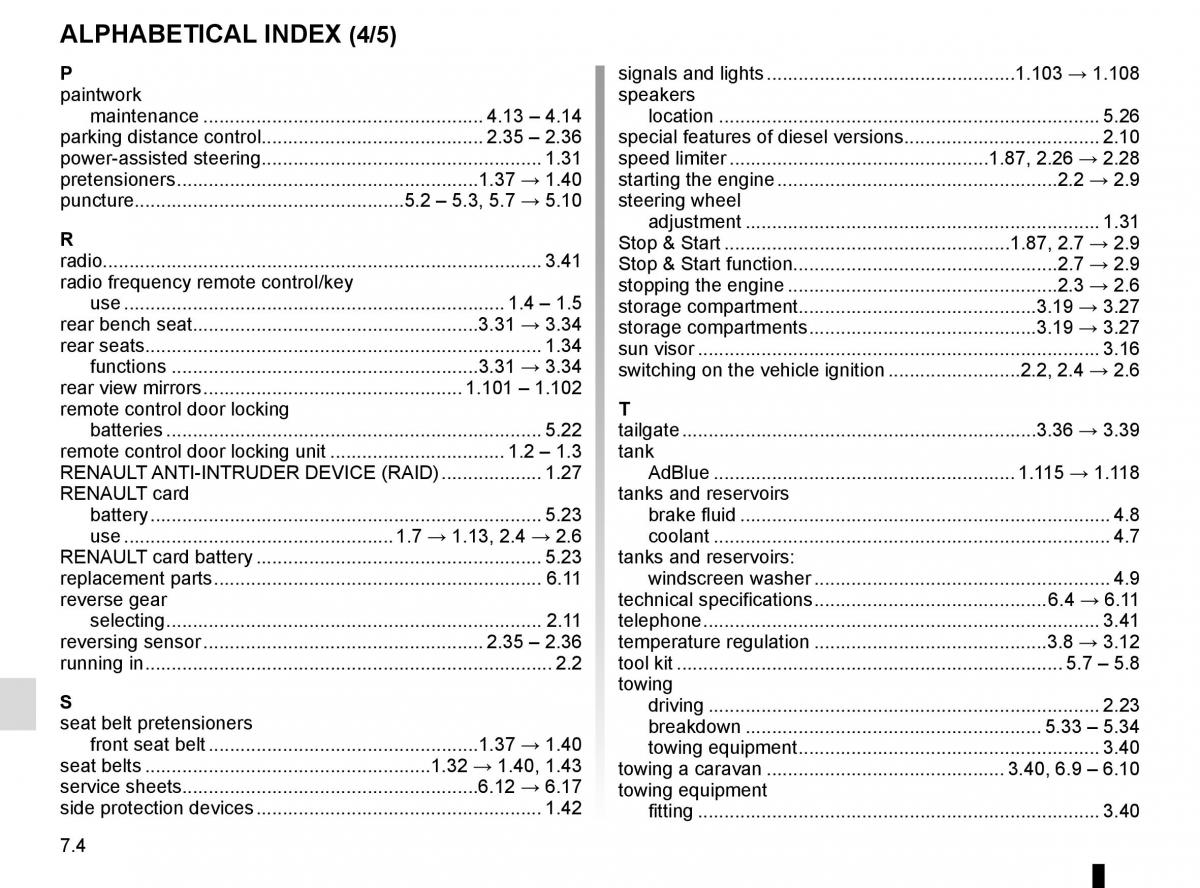 Renault Trafic III 3 owners manual / page 288