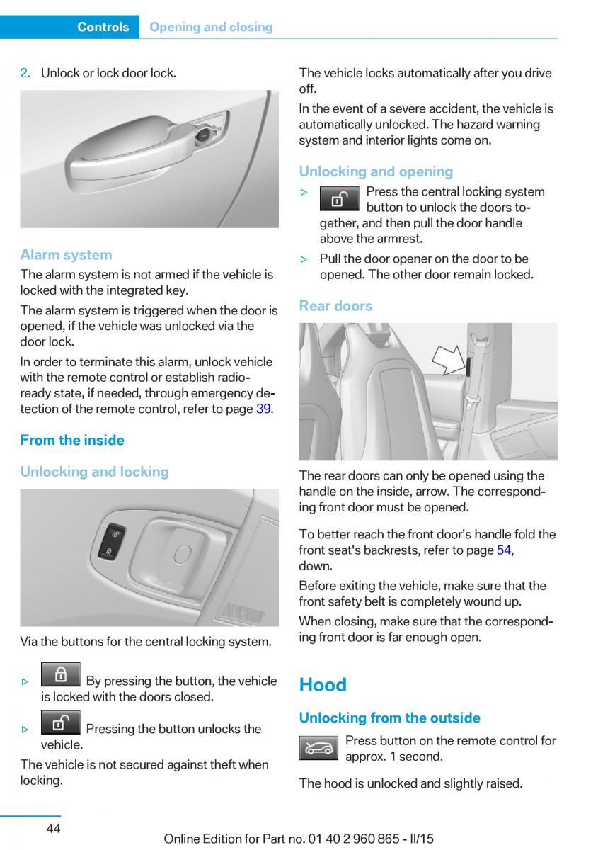 BMW i3 owners manual / page 60