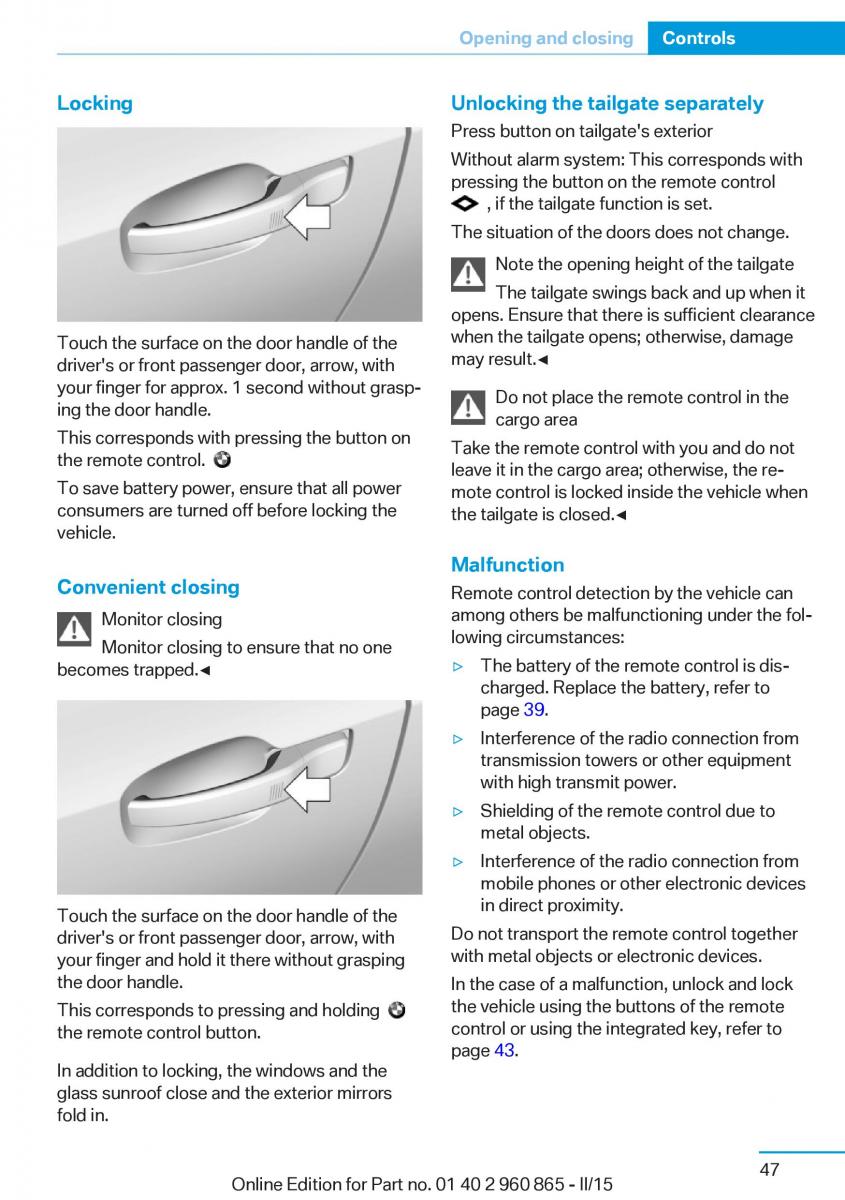 BMW i3 owners manual / page 63