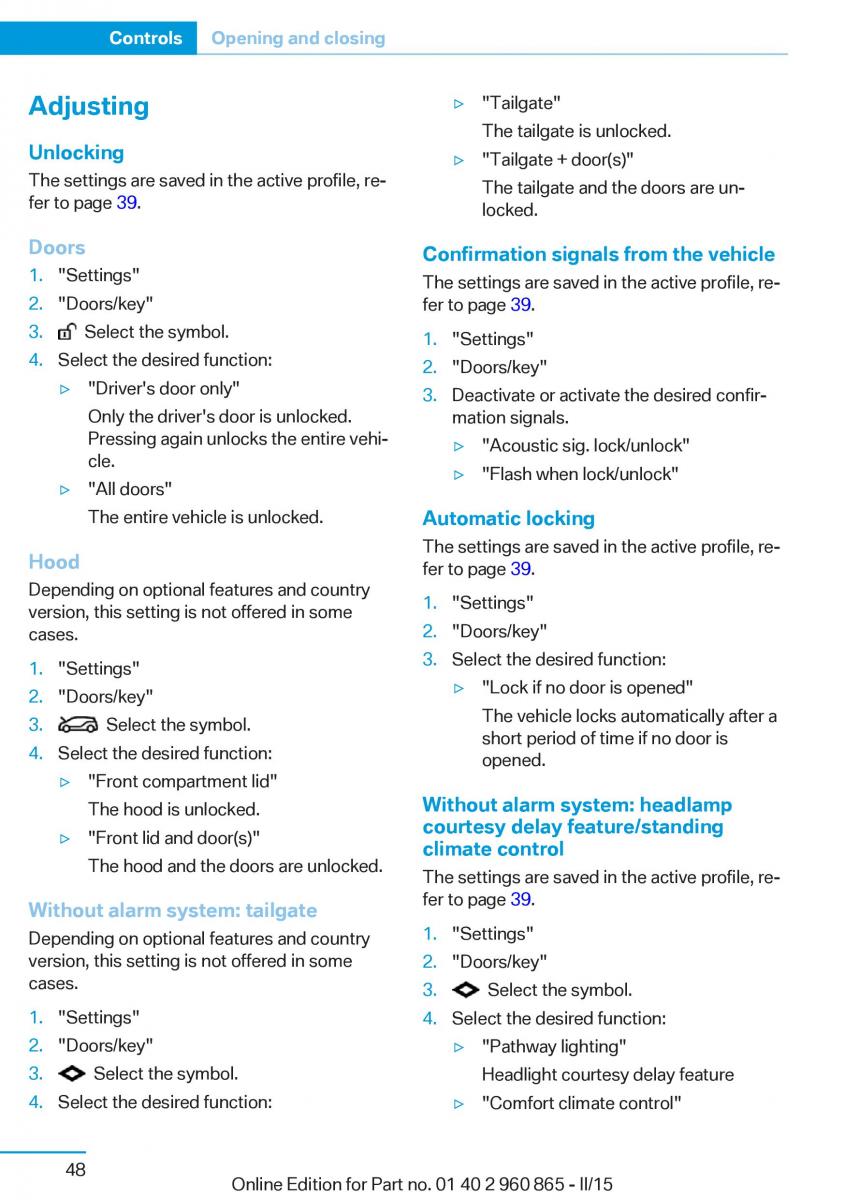 BMW i3 owners manual / page 64