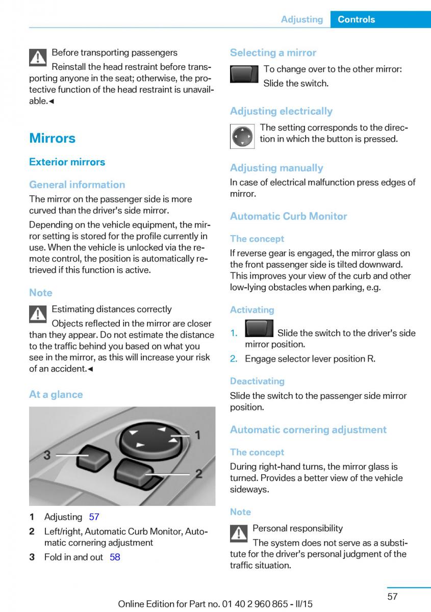 BMW i3 owners manual / page 73