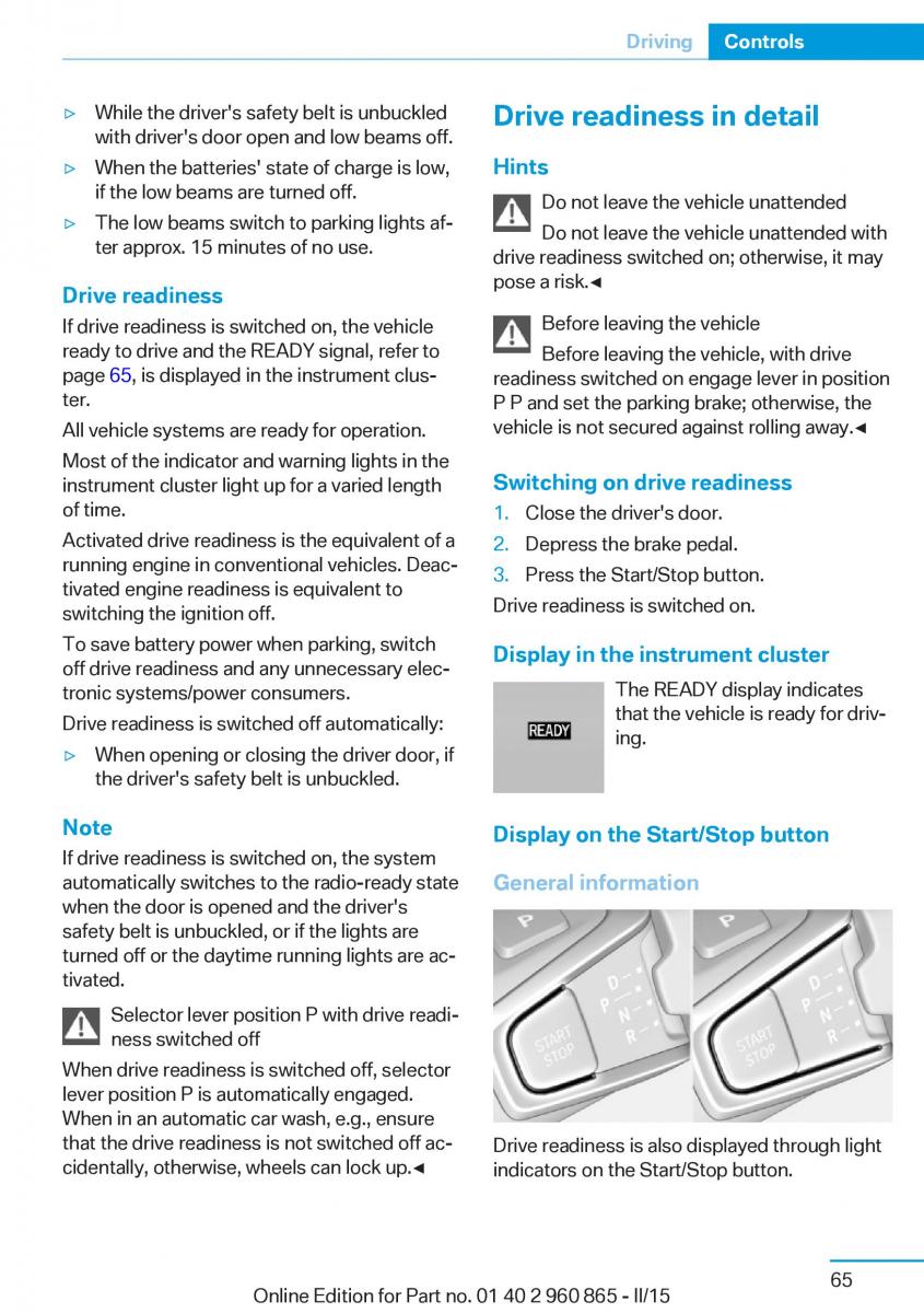 BMW i3 owners manual / page 81