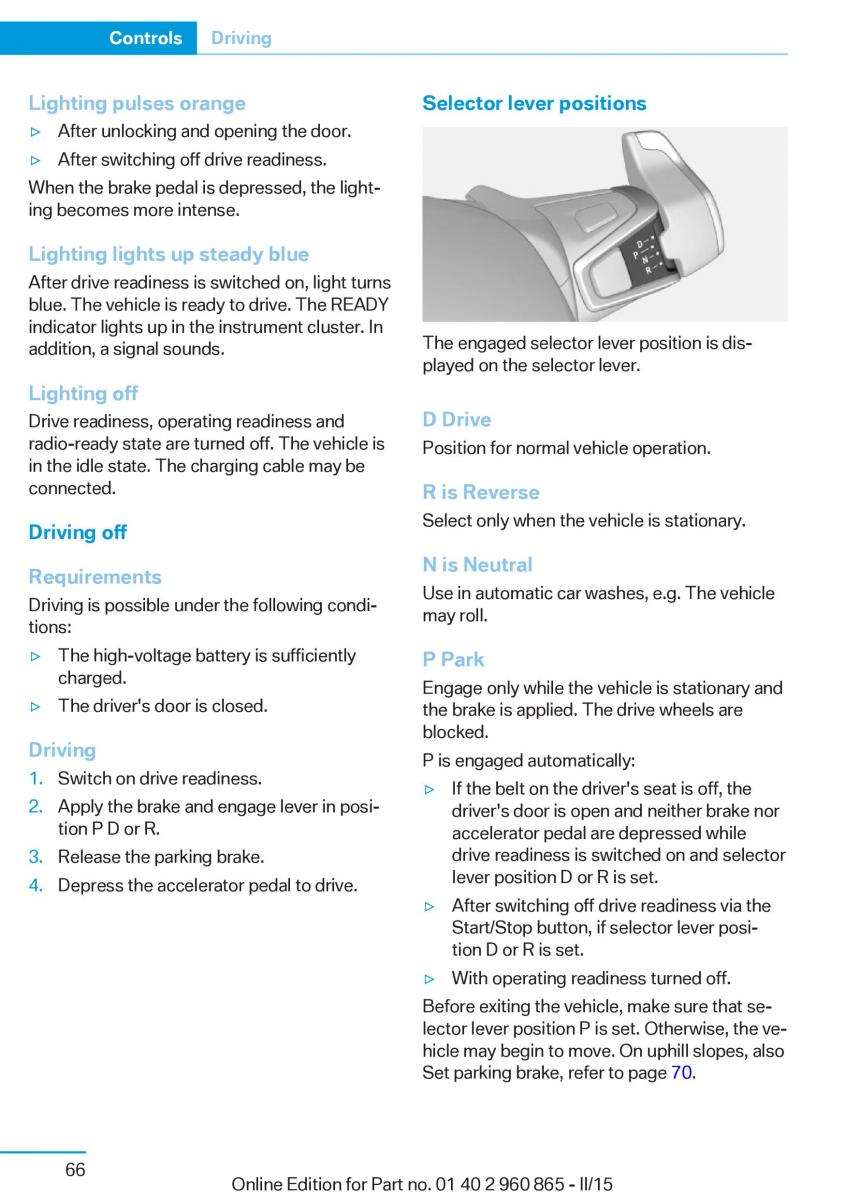 BMW i3 owners manual / page 82