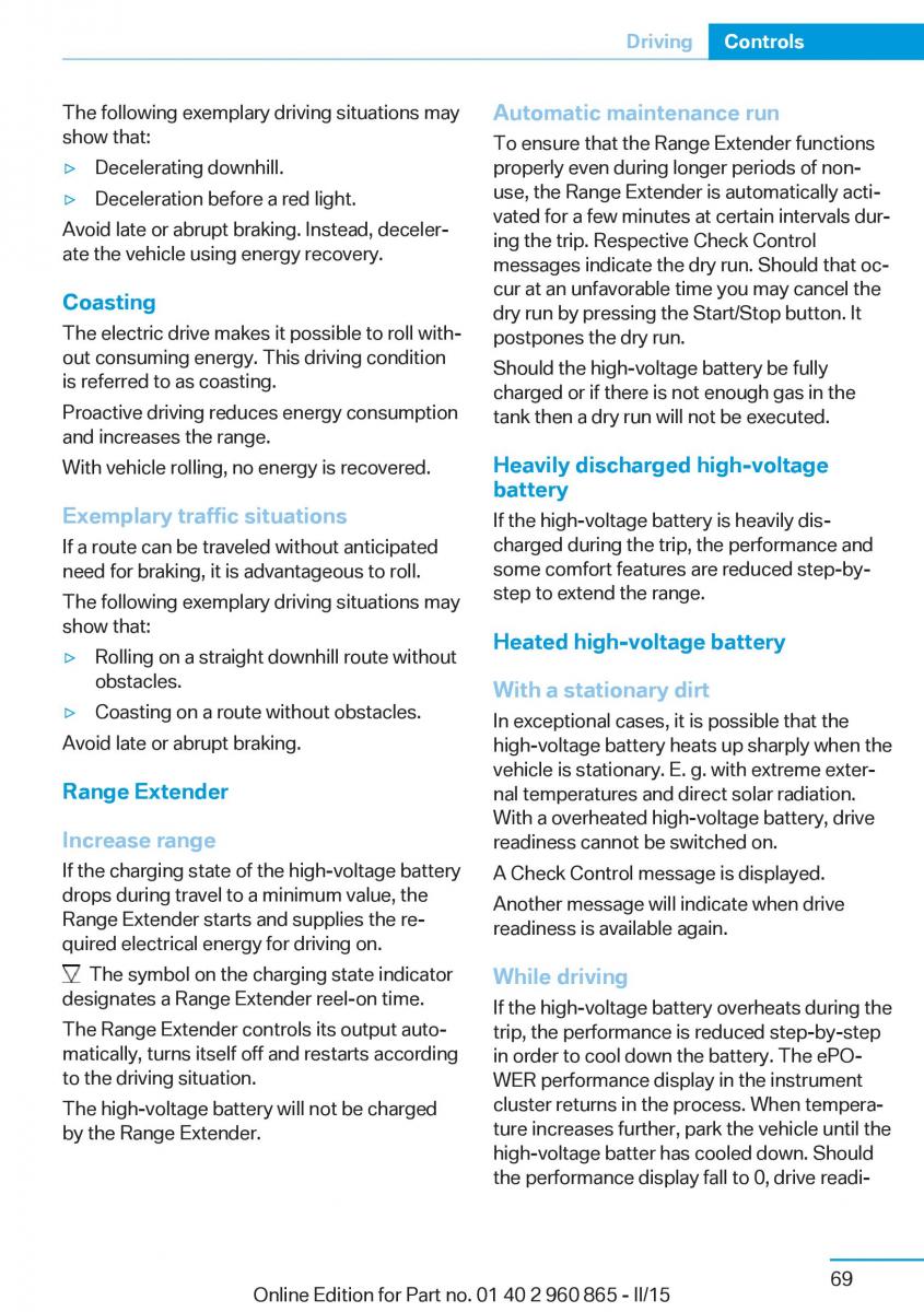 BMW i3 owners manual / page 85