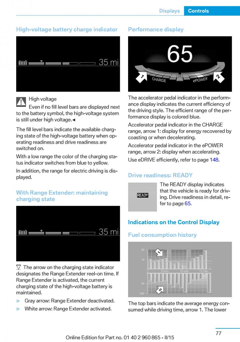 BMW i3 owners manual / page 93