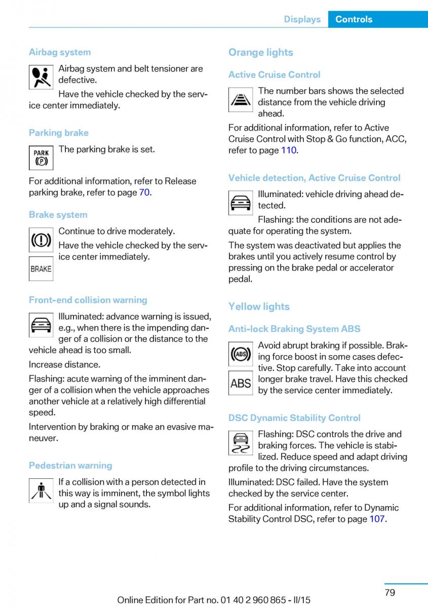 BMW i3 owners manual / page 95