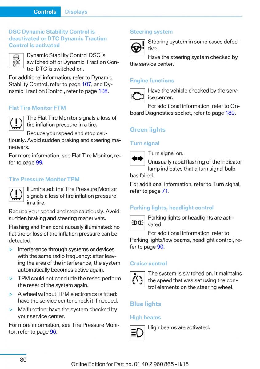 BMW i3 owners manual / page 96