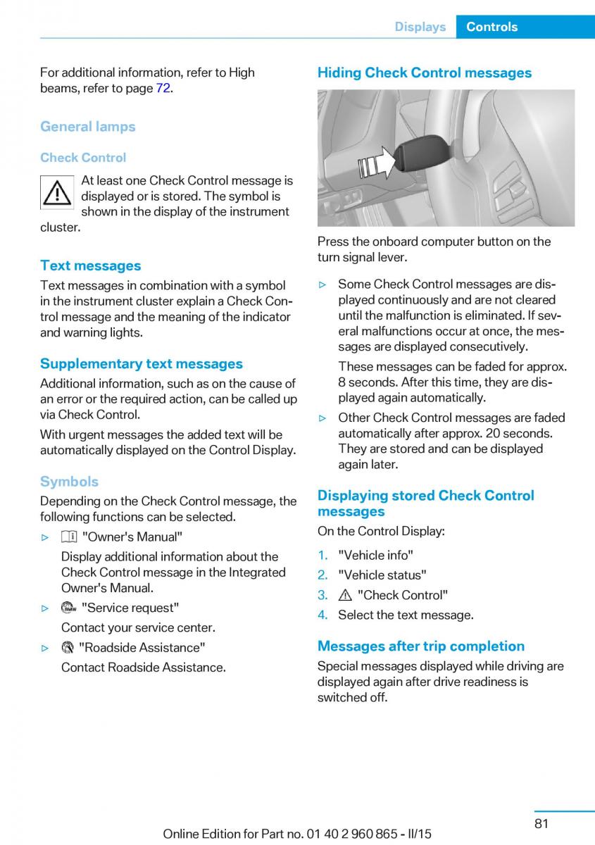 BMW i3 owners manual / page 97